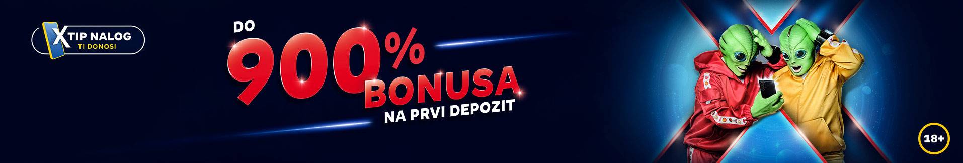 Osvoji bonus do 900% na prvi depozit!