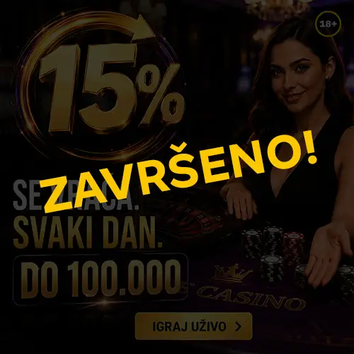 Svaki dan igre uživo donose 15% cashback-a